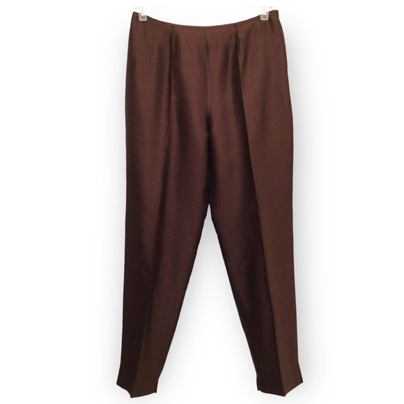 Talbots Pants & Jumpsuits Talbots Silk Dress Pants High Rise Side Zip Brown Womens Size 2